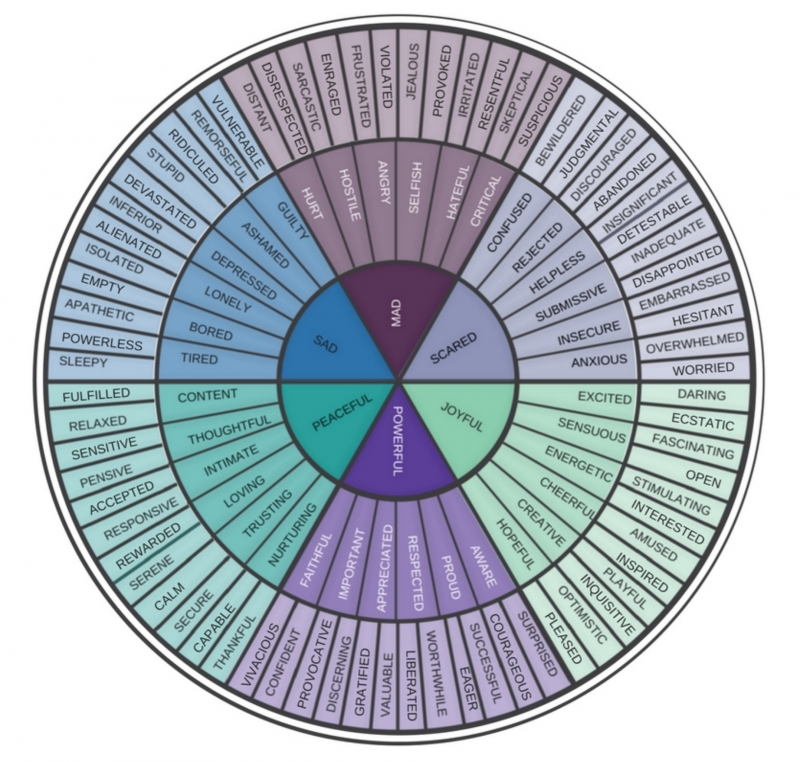 Fear-based emotions on wheel