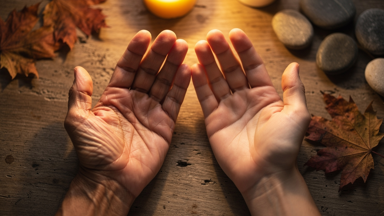 Close-up of open hands symbolizing personal identity and values