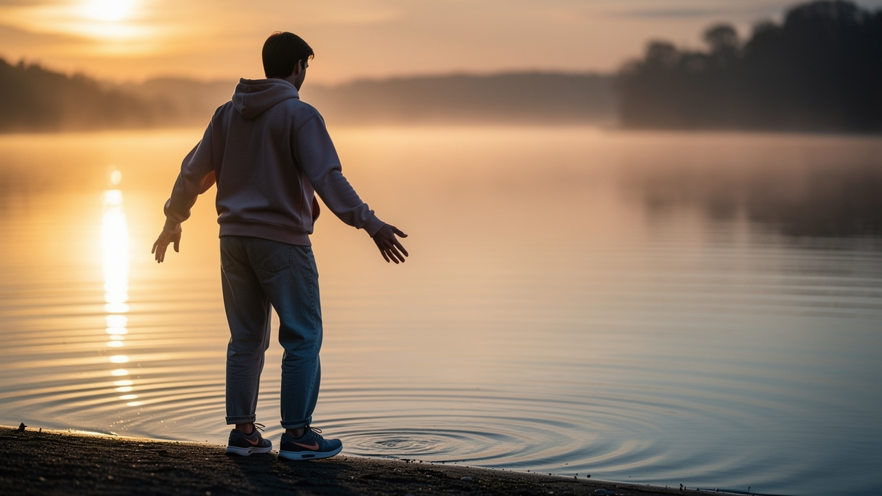 Person taking brave step toward personal growth and change