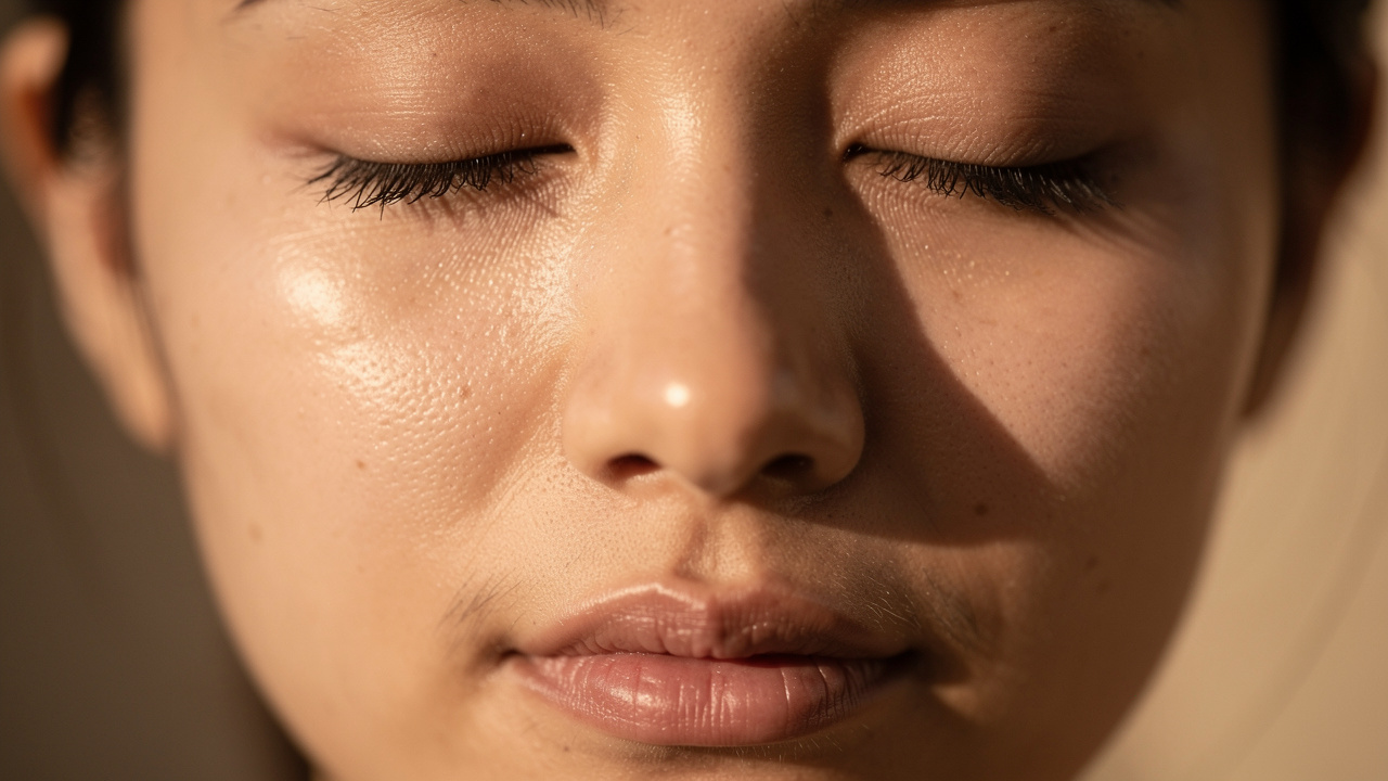 Person's calm expression showing emotional composure and intentional choice