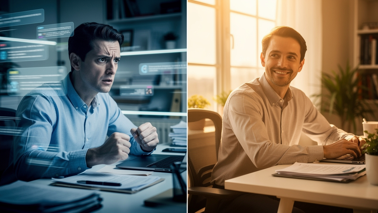 Contrast between stressed and calm mental states during problem-solving
