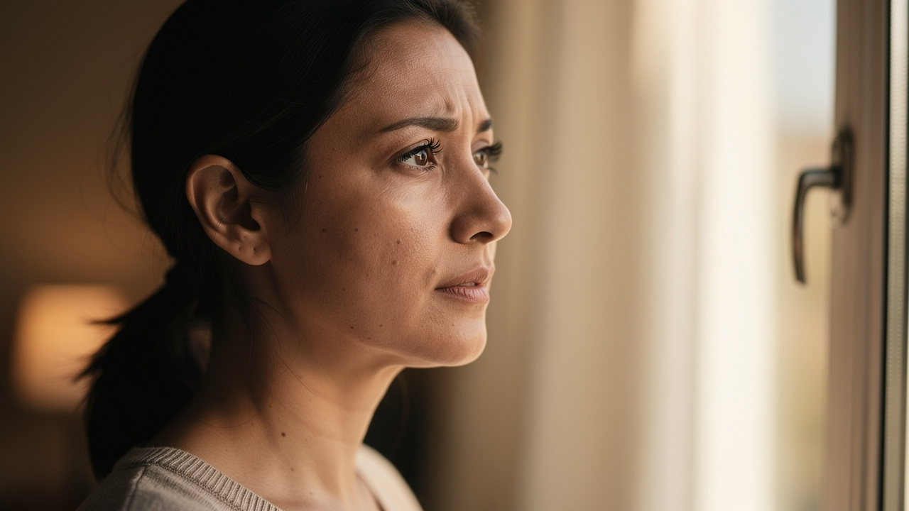 Person looking toward light during a moment of personal life transition